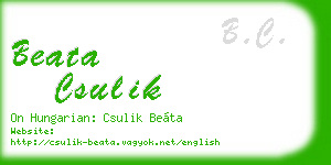 beata csulik business card